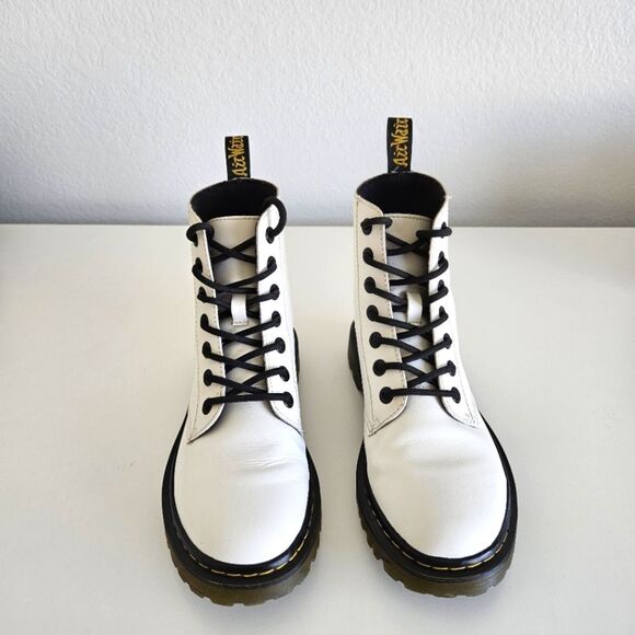 Dr. Martens | Luana Smooth Leather Lace Up Combat Boots White, Womens 8 - Picture 6 of 11